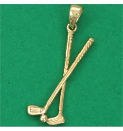 pendentif clubs de golf croisés et balle de golf