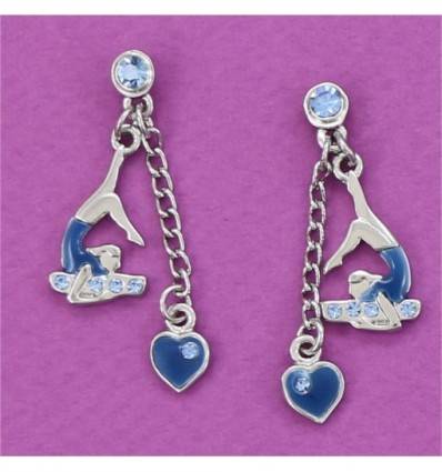 boucles d'oreilles gym sur la poutre bleues