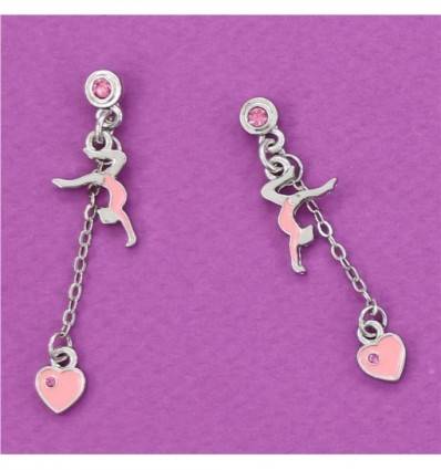 boucles d'oreilles gymnaste en souplesse rose collection FLUANCE