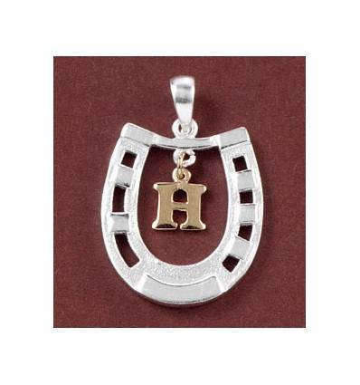 pendentif fer à cheval avec votre initiale en plaqué-or