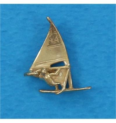 Pendentif Planche à Voile En étain Anglais – Fait Main, Environ 4,5 Cm, Avec Cordon Ciré 61 Cm