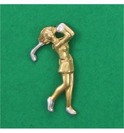 pins joueuse de golf argent et vermeil