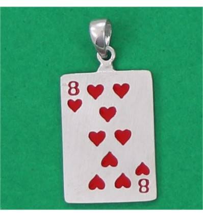 8 of heart card pendant