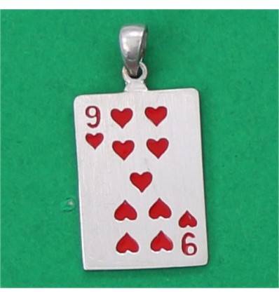 pendentif carte 9 de coeur