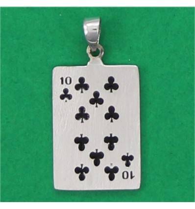 10 of clubs card pendant