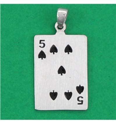 5 of spades card pendant