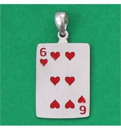6 of heart card pendant
