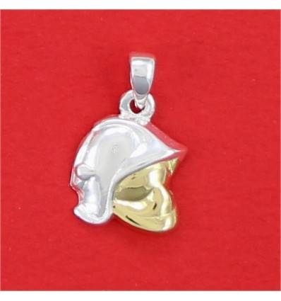 pendentif casque de pompier F1 bicolore