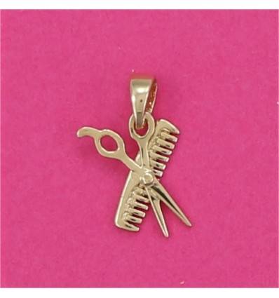 pendentif ciseaux et peigne croisés, pendentif coiffeur