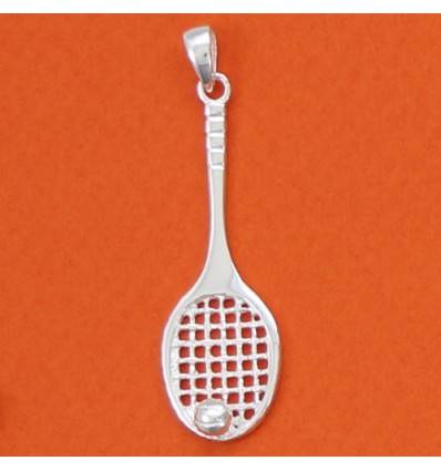 pendentif grande raquette de tennis et balle de tennis