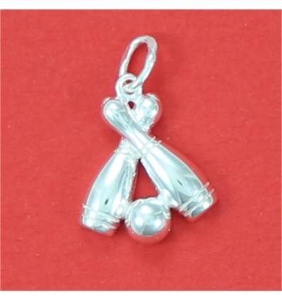 pendentif deux quilles de bowling et boule de bowling