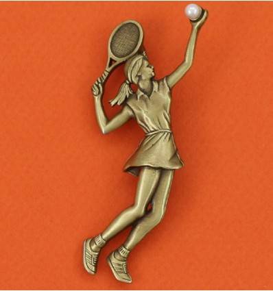 tennis woman brooch