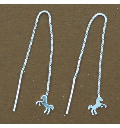 boucles d'oreilles cheval-chainettes pendantes