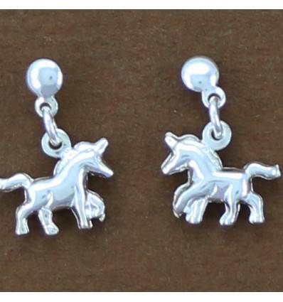 boucles d'oreilles licornes pendantes