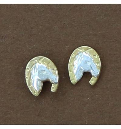 boucles d'oreilles fer et tête de cheval