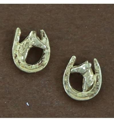 boucles d'oreilles fer et tête de cheval