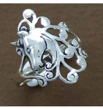 bague licorne argent massif vieilli