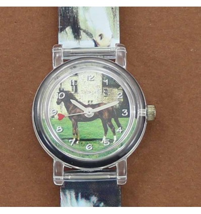 montre cheval alezan et trotteuse coeur