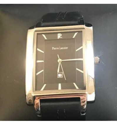 Montre Pierre Lannier rectangle argenté homme