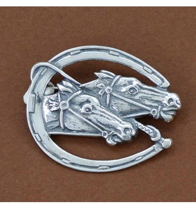 broche chevaux stylisés argent massif