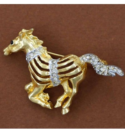 broche cheval au galop stylisée