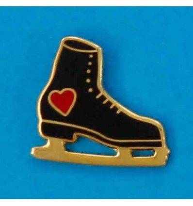 pin's patin noir avec petit coeur