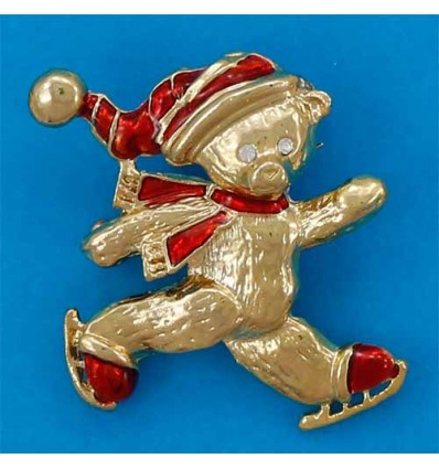 broche nounours patineur