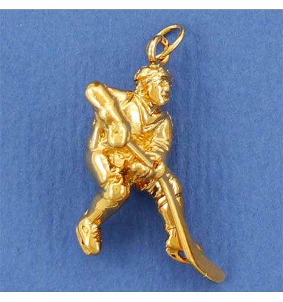 big hockey player pendant gold plated