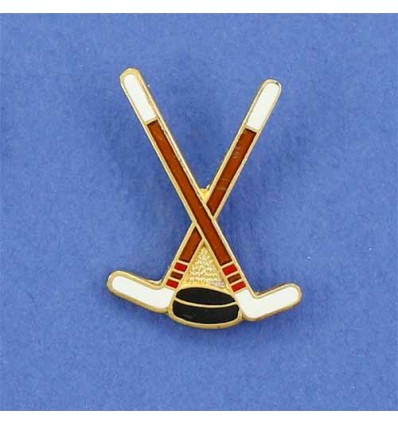 pin's deux crosses de hockey croisées