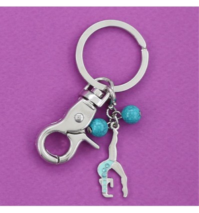 porte-clefs gymnaste souplesse arrière bleue